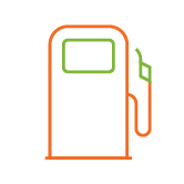 green and orange gas pump